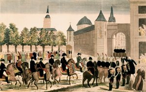 Triomfantelijke intocht van Napoleons troepen in Madrid, 4 december 1808 door Unknown artist