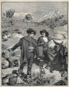 Twee boeren uit de Sierra Almagrera in Spanje ontdekten de Jaroso zilverafzetting in 1838. Gravure uit 1885 in 