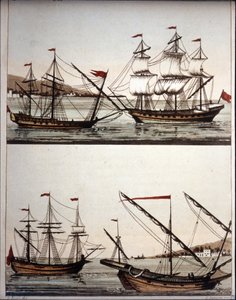 Typische boten van de barbaarse piraten, - in 