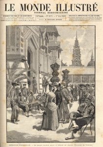 Universele Tentoonstelling 1889 - Inheemse soldaten voor het Koloniaal Paviljoen (Esplanade des Invalides). Omslag van 