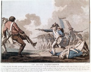 Opstand van de Vendée: de jonge Darruder. Dit is een voorbeeld van patriottisch heldendom aangezien Darruder een 14-jarige jongen was die het wapen van zijn dode vader oppakte om zijn moordenaar te doden en de strijd voort te zetten. 1793. door Unknown artist
