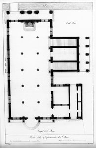 Venetië. School van San Rocco, opgericht in 1478. Plan. 19e eeuw