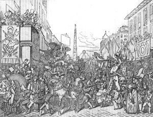 Via del Corso in Rome tijdens het Carnaval van 1836.