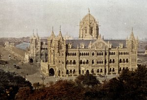 Victoria Station in Mumbai, eind 19e eeuw door Unknown artist
