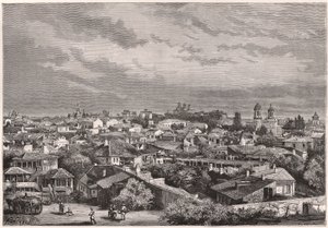 Uitzicht op Boekarest in de 19e eeuw