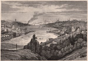 Uitzicht op Constantinopel, nu Istanboel, en de Gouden Hoorn in de 19e eeuw door Unknown