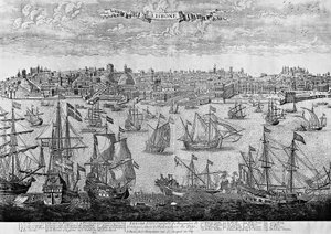 Uitzicht op Lissabon, gravure, Portugal door Unknown artist