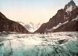 Uitzicht op de Mont Blanc: La Mer de Glace. Fotochroom ca. 1890 door Unknown artist