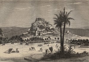 Uitzicht op Oued el Golea in Algerije in het zuiden van de provincie Oran aan het eind van de 19e eeuw - gravure door Unknown artist