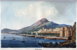 Zicht op Palermo in de 19e eeuw - gravure uit 
