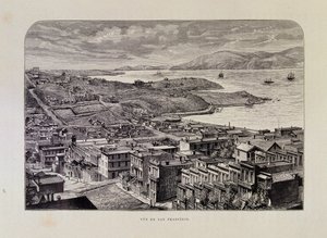 Aanzicht van San Francisco in de 19e eeuw