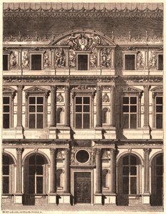 Uitzicht op een deel van de voorkant van de binnenplaats van het Louvre, Parijs, Frankrijk door Unknown
