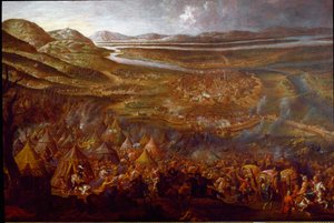 Uitzicht op de Slag bij Wenen op 12/09/1683 op de heuvel van Kahlenberg