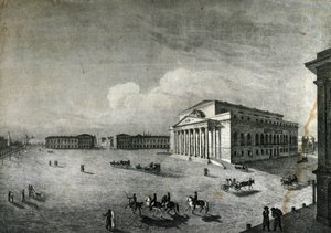 Uitzicht op het Bolshoi Theater in Moskou rond 1840. Rusland door Unknown artist