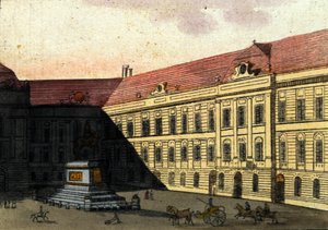 Zicht op de Josephplatz (Joseph platz) in Wenen, Oostenrijk. Gravure uit 1820 door Unknown artist