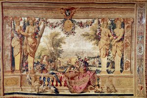 Uitzicht op het kasteel van Vincennes. 17e-eeuws wandtapijt. Parijs, nationaal meubilair door Unknown artist