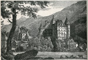 Zicht op het kasteel van Vizille in Isère. door Unknown artist