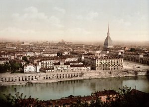 Zicht op de stad Turijn (Torino) in Italië in 1890