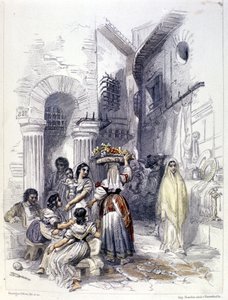Zicht op de ghetto van Rome in 1830 door Unknown artist