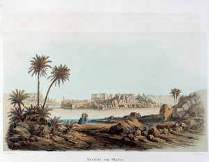 Zicht op het eiland Philae in Egypte. 19e eeuw Parijs, Collège de France