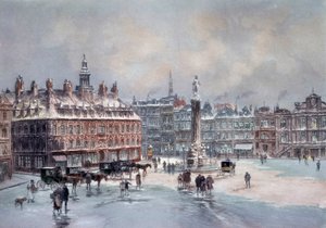 Zicht op het Grote Plein van Lille door Unknown artist