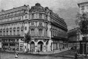 Zicht op het Théâtre du Vaudeville in Parijs.