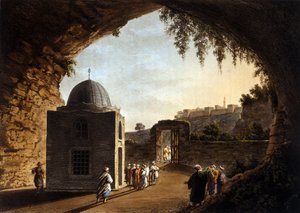Uitzicht op het graf van de profeet Jeremia in Jeruzalem. 19e eeuwse lithografie door Unknown artist