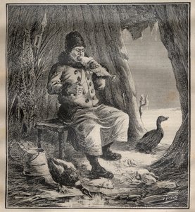 Reizen van Charles Rabot: Ostiak (Khanty of Khante) uit Siberië eet vis - Gravure in 