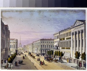 Uitzicht op de Nevsky Prospekt en de politieburg in Sint-Petersburg (Album van Marie Taglioni) door Unknown artist