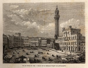 Uitzicht op het stadhuisplein van Siena