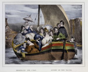 Wandeling op het water - lithografie, begin 19e eeuw door Unknown artist