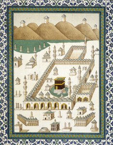Wandfaiences: paneel dat de Kasbah (casbah) en zijn omgeving (Mekka) voorstelt - in 