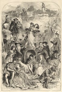 Personages van Walter Scott - hoofdpersonages uit de romans van Walter Scott (1771-1832) - gravure uit 1871