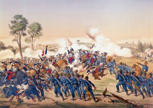 Oorlog van 1870: de aanval van de slagschepen bij de Slag van Froeschwiller Woerth door Unknown artist