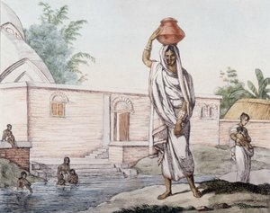 Waterdrager bij de Hooghly (Indiase rivier) in Calcutta (of Kolkata), India door Unknown artist