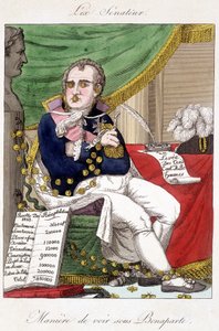 Weg van zicht onder Bonaparte: militaire uitgaven - karikatuur door Unknown artist