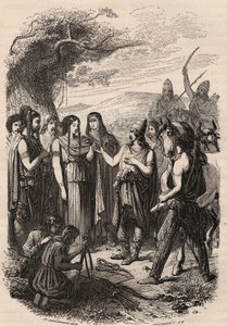Huwelijksceremonie bij de Duitsers. Gravure uit 1868 in 