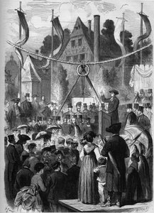 Wissembourg, Elzas, Frankrijk 1869: het leggen van de eerste steen van de Israëlische tempel. door Unknown artist
