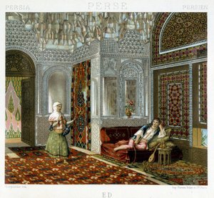 Vrouwen in een woonkamer in Perzië - in 