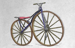 Houten velocipede model. Pierre Michaux, uitvinder van het pedaal in de vroege jaren 1860 door Unknown artist