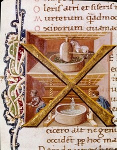 Werkzaamheden in een oliemolen (miniatuur) door Unknown artist