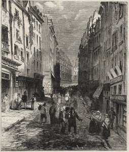 Werken rue de la Montagne Sainte-Genevieve in het 5e arrondissement van Parijs in 1858