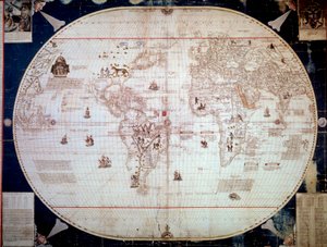 Wereldkaart van de navigator Sebastiano Caboto door Unknown artist