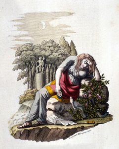 Jong meisje huilt na het lezen van een brief van haar geliefde door Unknown artist
