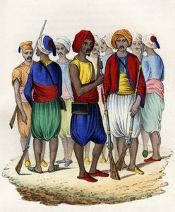 Zouaven, inheemse tirailleurs van het Franse leger van Afrika, getraind in 1830. In 
