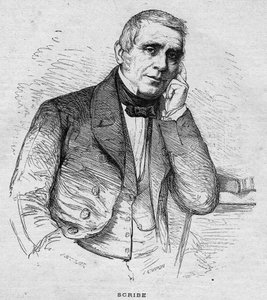 Portret van Eugène Scribe. Franse toneelschrijver (1791-1861). Gravure uit 1892