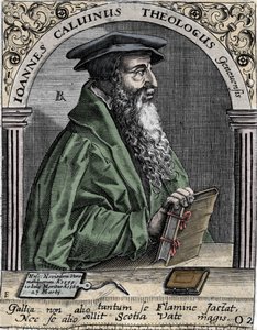 Portret van Jean Calvin, Franse religieuze hervormer en schrijver door Unknown artist