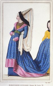 Portret van Margaretha van Schotland, Dauphine van Frankrijk - Dochter van Jacobus I, Koning van Schotland en vrouw van Lodewijk XI. 1418-1445, gravure uit 1830 door Unknown artist
