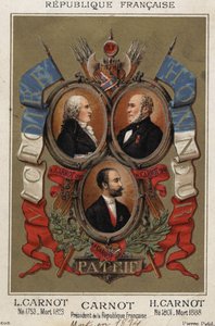 Portretten van Lazare Carnot Franse politicus (1753-1823), Hyppolite Carnot (1801-1888) en Sadi Carnot president van de Franse republiek door Unknown artist