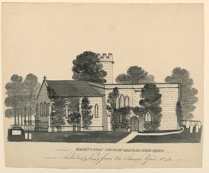 Kerkhof van Oddington, Gloucestershire, noordoostaanzicht door Unknown, English